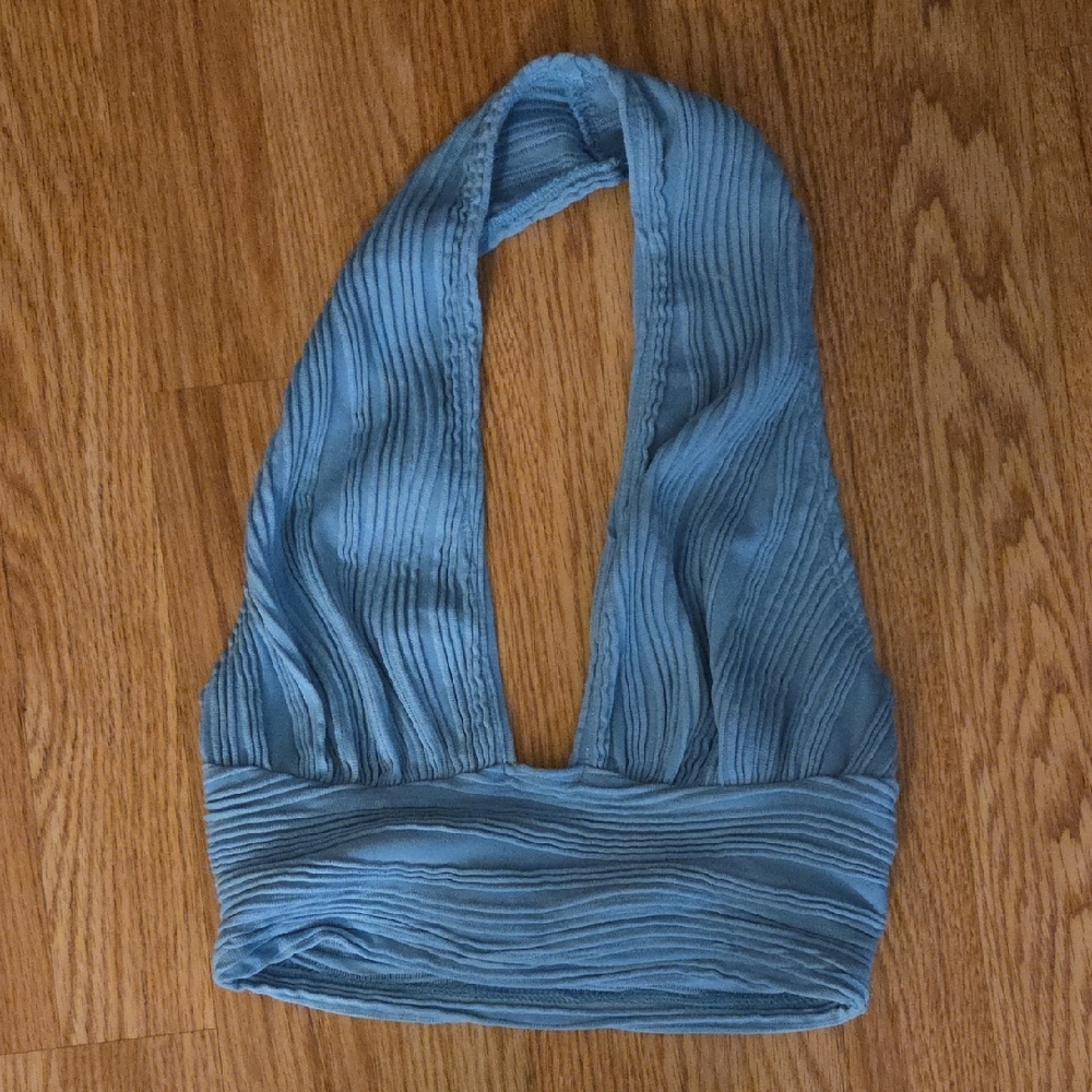 SHEIN Blue Ribbed Crop Top